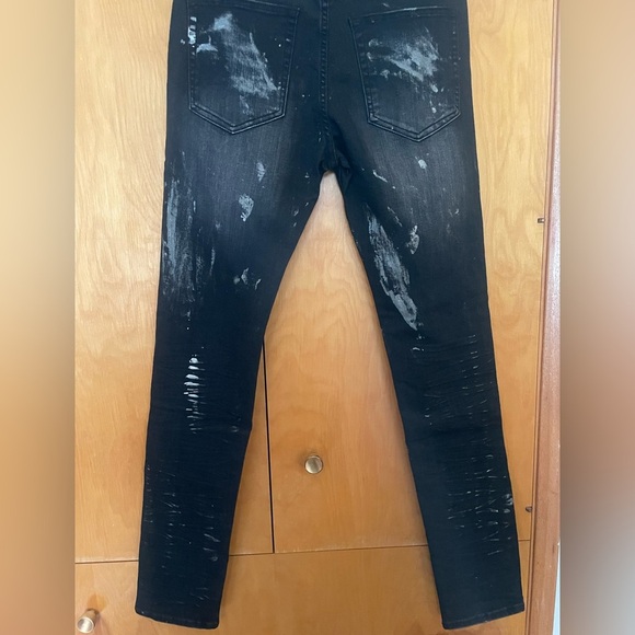 MNML Distressed Men’s (Size33) Black Streetwear, Graphic Stretch Denim Jeans - Picture 14 of 14